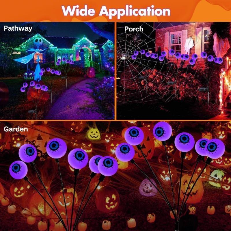 6/8 LED Spooky Eyeball Design with Glowing Green Lights Garden Halloween Decor for Lawn, Patio Outdoor Waterproof Red Lights