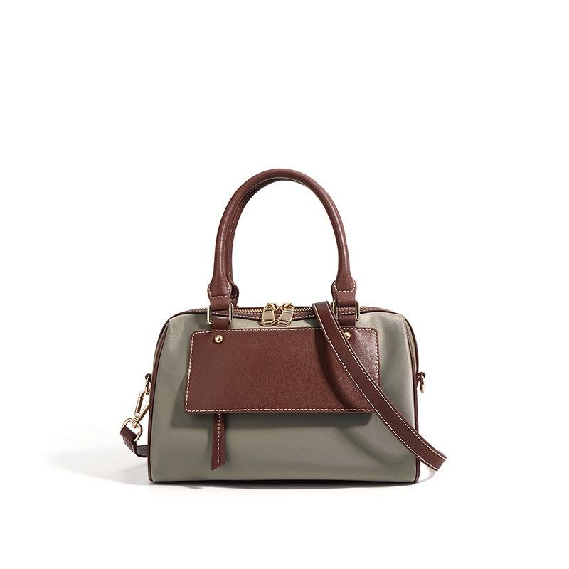 

Autumn and winter canvas with cowhide light messenger handbag, contrasting leather large-capacity pillow bag абрикосовый