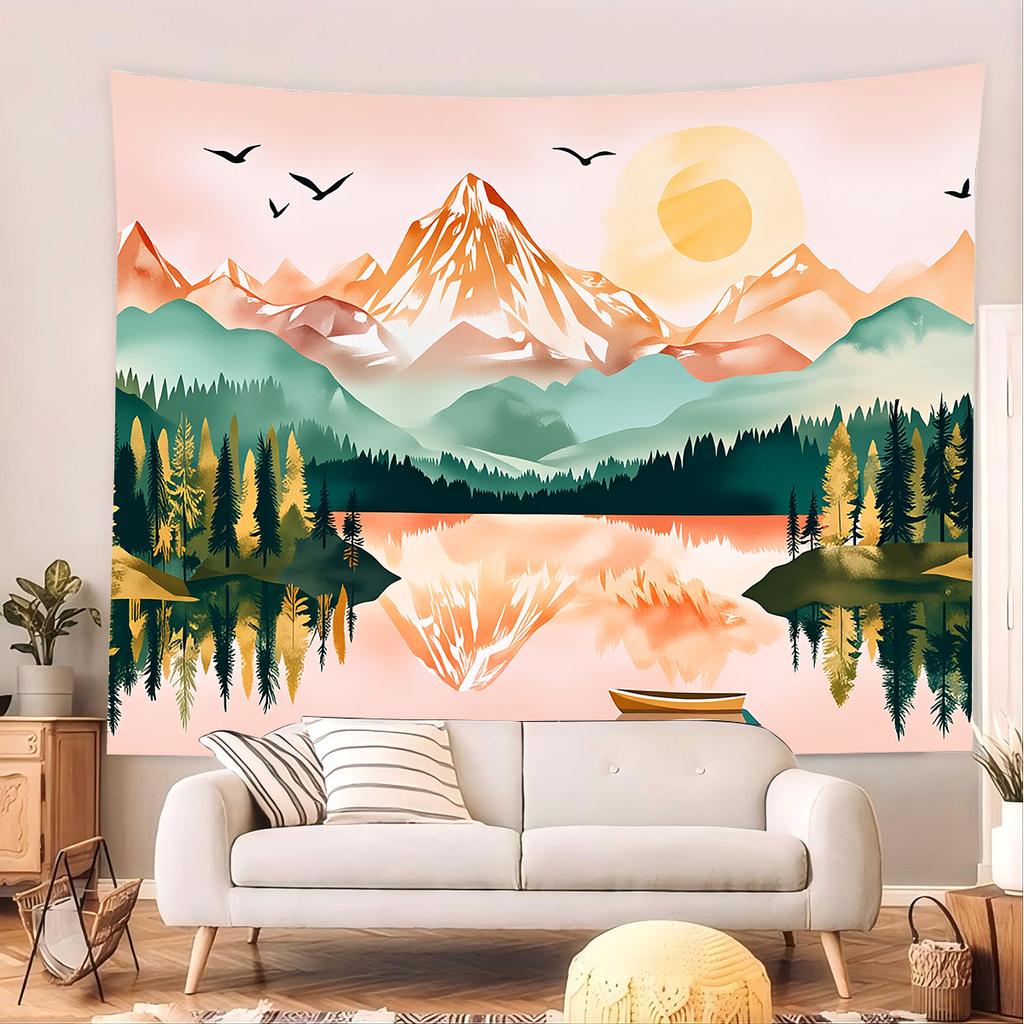 1Pc Grassland Landscape Printed Tapestry Living Room Background Wall Art Decoration Multi Size Space Pendant