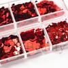 Nail Sequins 12 Romantic Valentine's Day Glitter Pink Love Sequins Boxed Nail Sequins