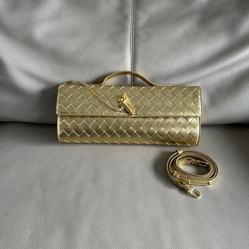 

2025 Новая Женская Сумка из Натуральной Кожи Плетение Ручная Банкетная Сумка Ручная Одноплечевая Диагональная Модная Тредовая Женская Сумка Трансграничная Long style: 31 x 14 x 7CM золотистый