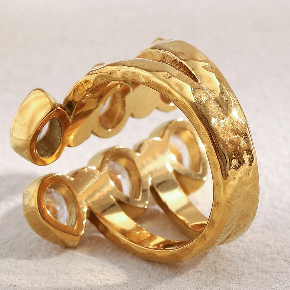 MamacitaSlay 316L Roestvrij Staal Zirconium Meerlaagse Open Ring Feest Waterdichte Sieraden Dames Charm Ring 2026 Hoge Kwaliteit Cadeau