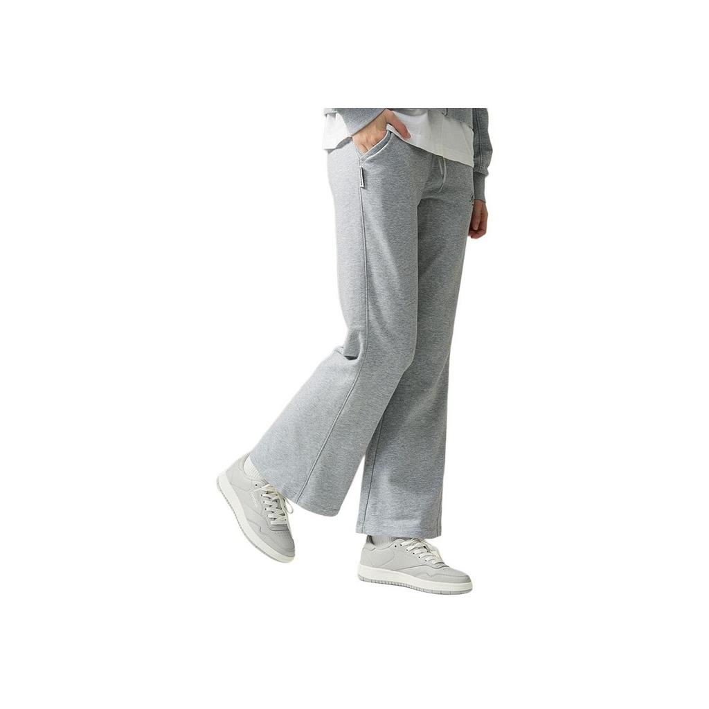 Reebok Logo Embroidered Pattern Elastic Waist Mid-Rise Flared Knit Sports Pants Women Pants Light-Gray 24FRM602WGG3