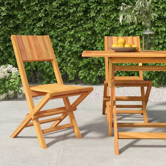 VidaXL Chaises de jardin pliantes 2 pcs 47x61x90 cm bois massif teck 362759