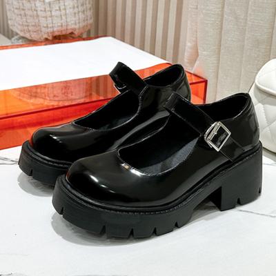 Scarpe Estive in Pelle con Tacco Grosso per Donna Uniformi Giapponesi Scarpe Mary Jane con Suola Spessa Scarpe con Tacco Alto
