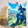 Kawaii L-Lucarios Throw Blanket for Sofa Blankets & Throws Furry Home and Decoration Camping Bedspread On the Bed New Year Anime