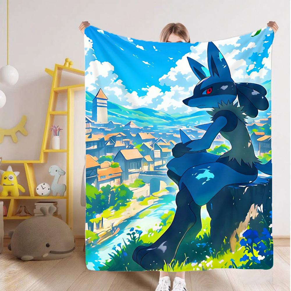 Kawaii L-Lucarios Throw Blanket for Sofa Blankets & Throws Furry Home and Decoration Camping Bedspread On the Bed New Year Anime