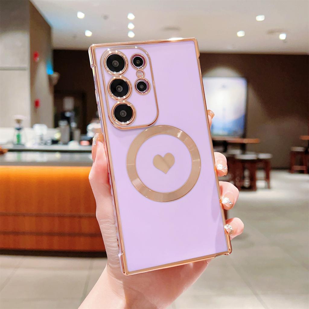 For Samsung Galaxy S23 Ultra Magnetic Case Soft TPU Phone Cover Love Heart Pattern