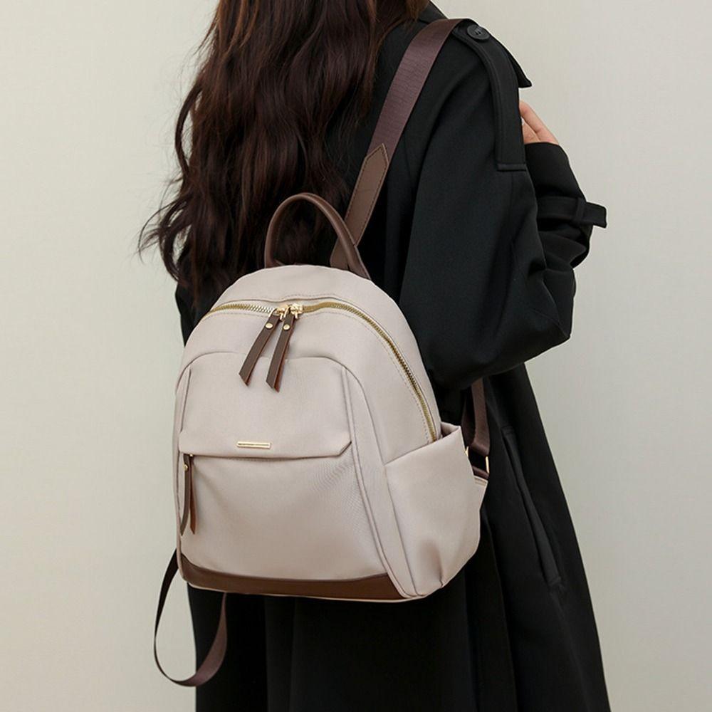 Draagbare Canvas Nylon Rugzak Grote Capaciteit Rits Vrouwen Rugzak Lichtgewicht Waterdicht Oxford Schoudertas Meisjes
