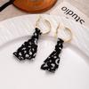 Retro Leopard Print Fabric Bow Stud Earrings Hong Kong Style Long Earrings Light Luxury Design High-End Earrings