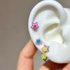 1 Pcs Colorful Star Annular Ear Bone Nail Stainless Steel Cute Love Heart Cross Earrings for Women Body Puncture Accessories