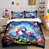 Colorful Unicorn Rainbow Set Bedding Duvet Cover Set Duvet Cover Pillowcases (1 * Duvet Cover 2 * Pillowcases, without duvet insert)