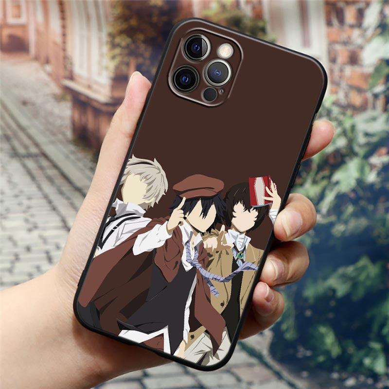 Pouzdro na telefon Cartoon Anime Bungou Stray Dogs Dazai Osamu pro iPhone14 13 12 11 Pro Max 8 7 SE XR XS Plus Černý měkký silikonový kryt
