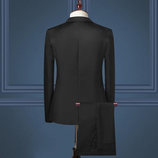 2ks/sada Muži Business Outfit Klopa Dlouhý rukáv Jednořadový oblek Kabát Jednobarevný oblek Kalhoty Set Slim Fit Workwear