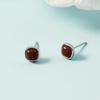 Women's Geometric Red Bean Mini Stud Earrings - Bean Paste Color, Versatile, Simple Niche Design