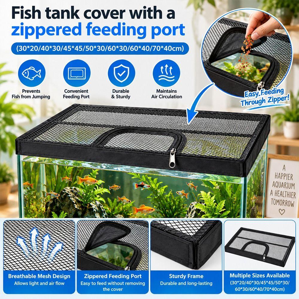 Black Aquarium Mesh Cover Fine Mesh Aquarium Anti-jump Net Home Aquariums
