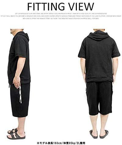 One Colors Men's Plus Size Seersucker Zip-Up Hoodie and Shorts Set, White (5L)