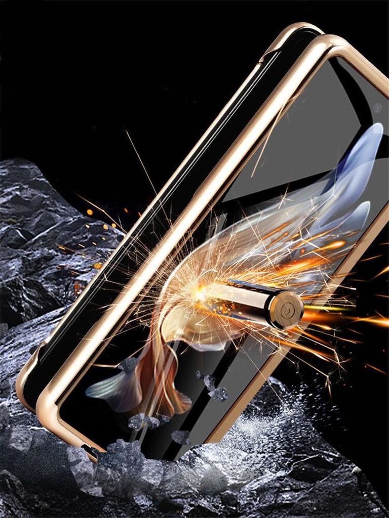 Genuine Leather Flip Case for Samsung Galaxy Z Fold3 4 5 6 W22 W23 W24 Business Bracket Cover