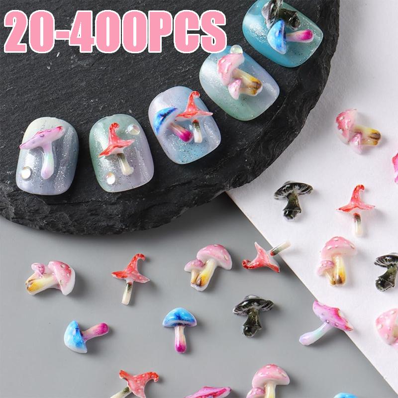 3D Cartoon Mushroom Nail Charms Set Cute Resin Nail Decor For Women Ideal For Diy Nail Art Party Everyday Manicure Decoration