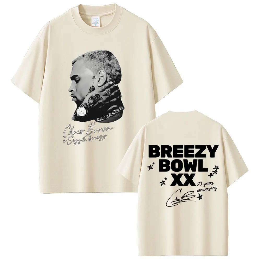 Rapper Chris Brown Breezy Bowl XX 2025 Tour T Shirt Unisex Women Hip Hop Fashion Pop Music Tshirts Casual Cotton Vintage Tshirt