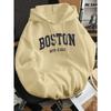 Autumn winter men's and women's solid color letter print high-end versatile retro hooded sweatshirt casual long sleeved pullover