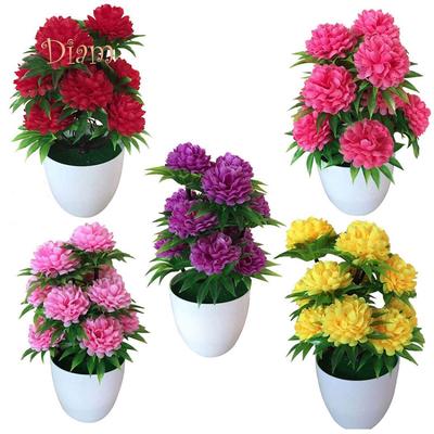 CO&LO 1Pc Artificial Chrysanthemum Bonsai Potted Plant Landscape Home Floral Decor