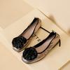 Fashion Rose Flower Ballet Flats Women Silver Sequines Cloth Foldable Shoes 35-43 Big Size Floral Loafers Elastic Band Slip On Loafers