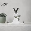 Winter Holiday Desk Ornaments Nordic Minimalist Resin Reindeer Figurine with Knitted Scarf, Cute Healing Deer Statue, Matte White Elk Figurines
