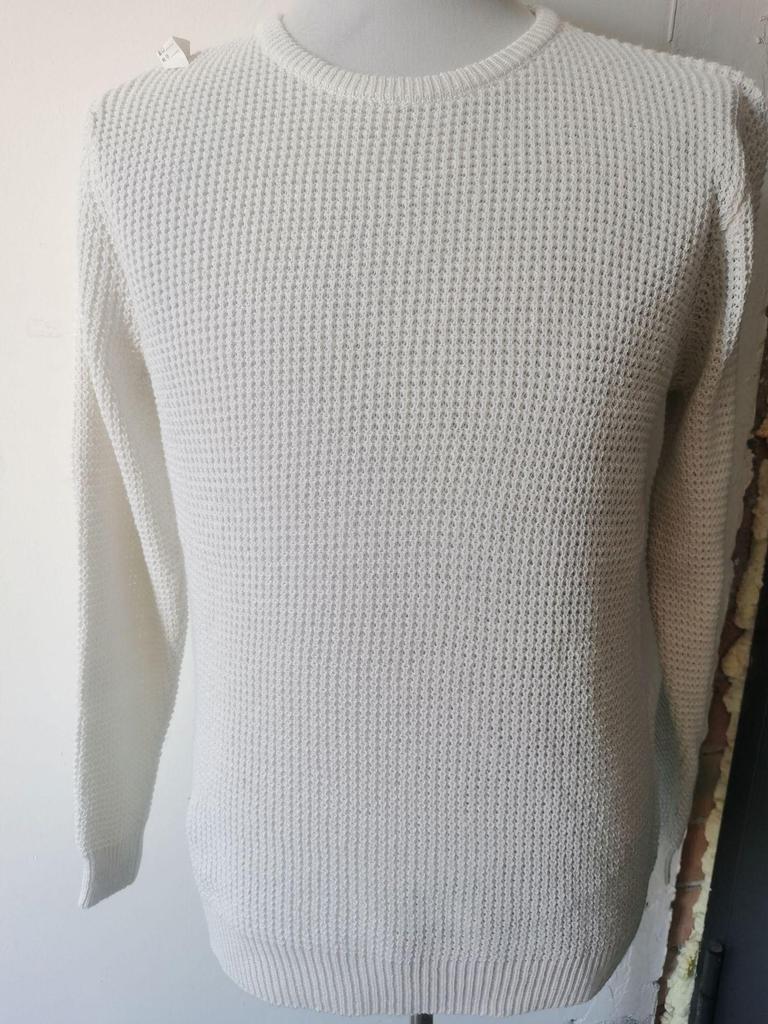 Suéter Masculino Casual Gola Redonda Manga Longa Tricô Solto