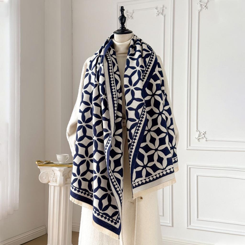  Brand Warm Cashmere Poncho Shawl Scarf Luxury Print Thick Pashmina Winter Blanket Wraps Bufanda Casual Hijab Stoles Echarpe