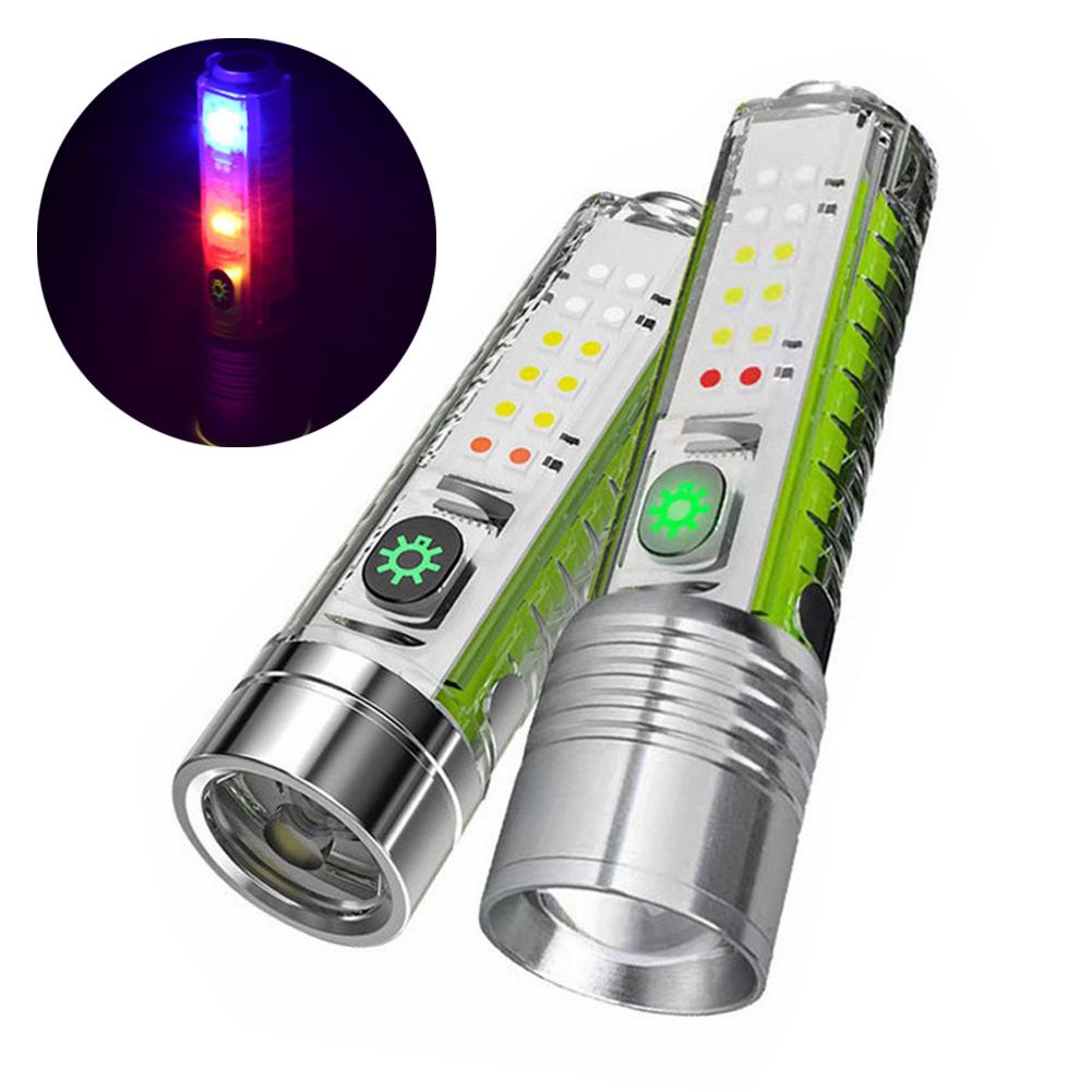 USB C Rechargeable LED Flashlight LED MINI Keychain Light with Tail Magnet Uv Light Multifunction Portable Torch Camping Lights