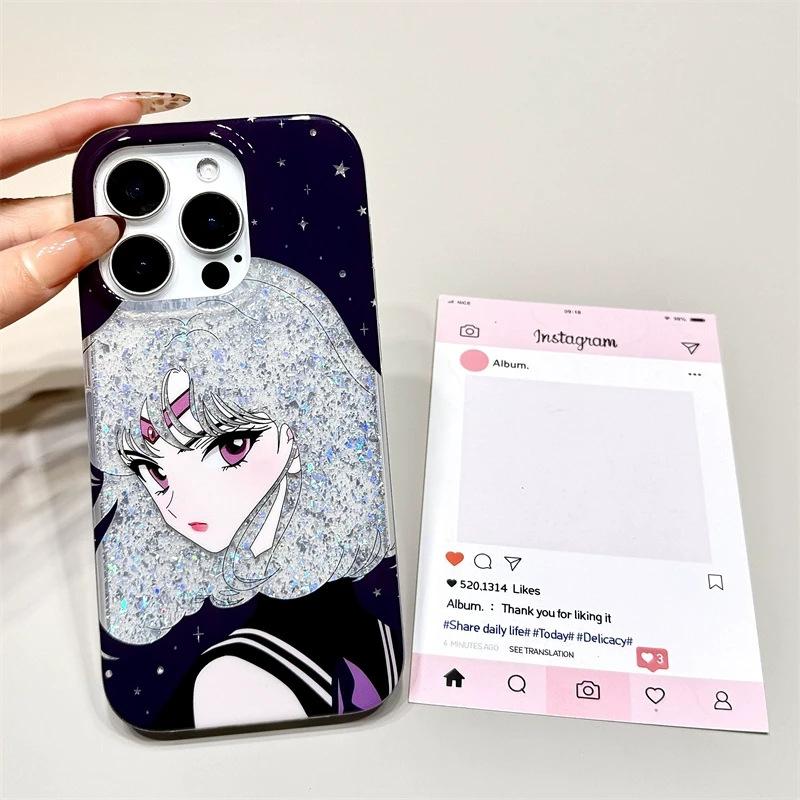 Hollow Black Cat Beauty Girl for Apple 17/16pro Mobile Phone Case iPhone 15IMD Glitter 13 Cartoon 14