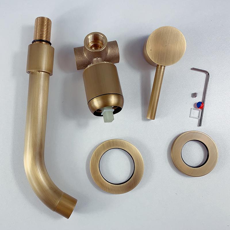 ELLEN Moderner Messing Wandmontierter Badezimmerwaschbeckenhahn Wandwaschbecken Schwenkbarer Auslauf Badewannenmischer Wasserhahn Kran Antik Bronze Finish ELK202