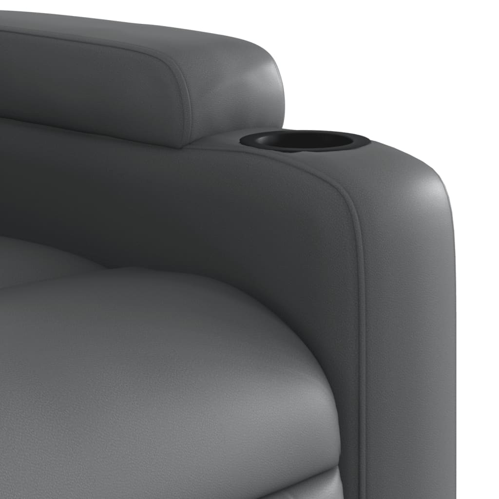 Electric Recliner Chair with Rising Function Gray Faux Leather
