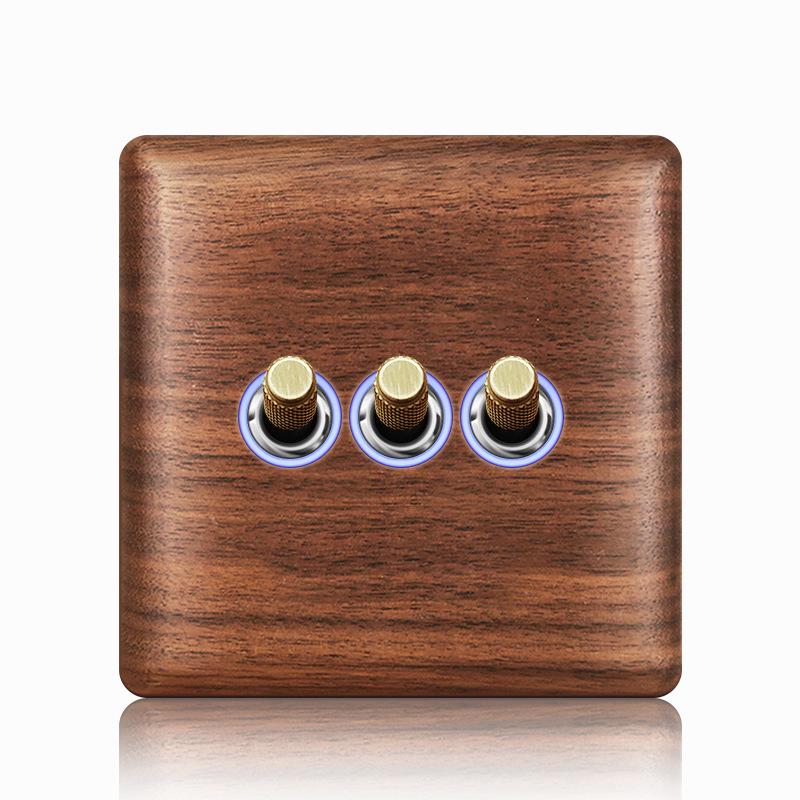 Nordic Toggle Industrial Style Solid Wood 86 Type Single/Double Gang Switch Socket
