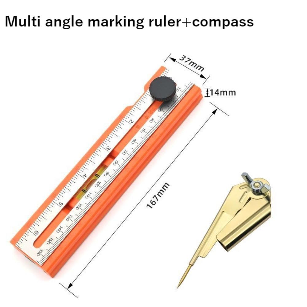 Mehrzweck-Falt-Tiefenmesslineal Mehrwinkelverstellbares Falt-Anreißlineal mit Skala Winkelmesser Werkzeuge