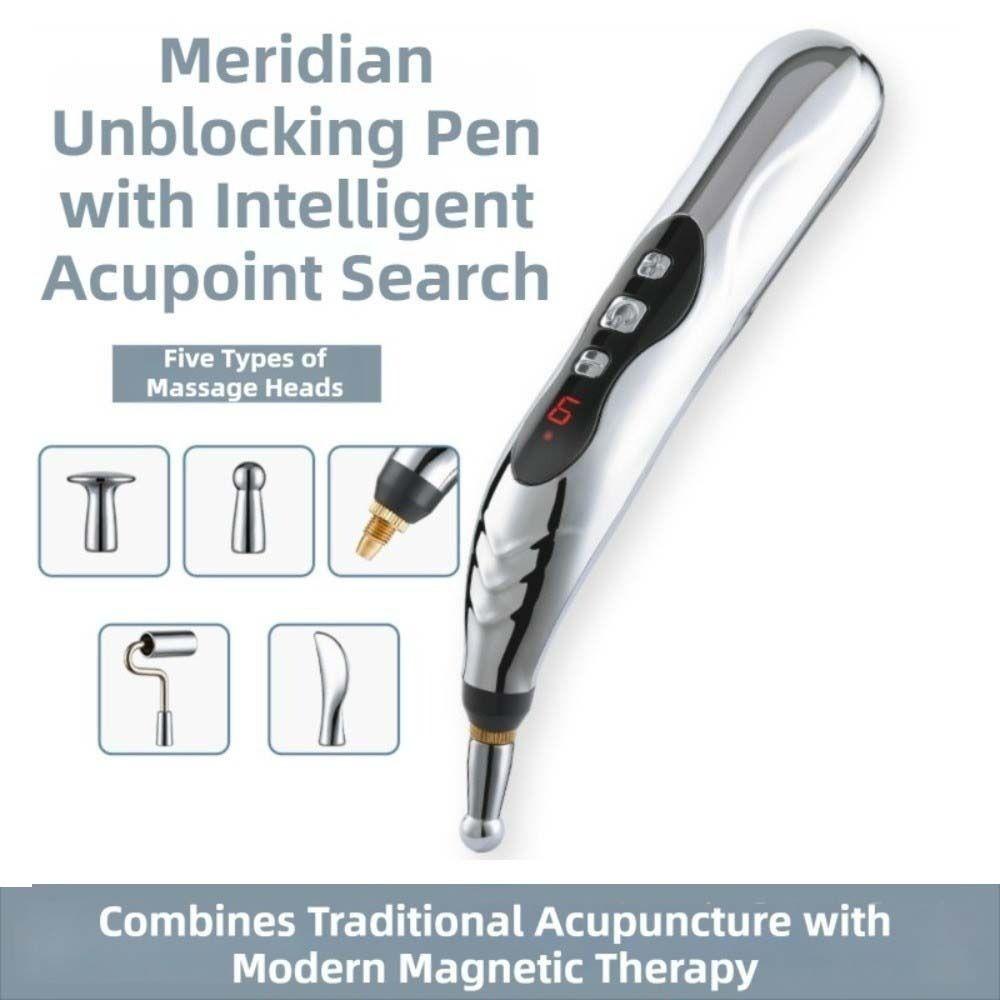 

Acupuncture Acupuncture Point Pen 5 Heads Electric Massage Pen Press Tool Meridian Pen Neck серебряный