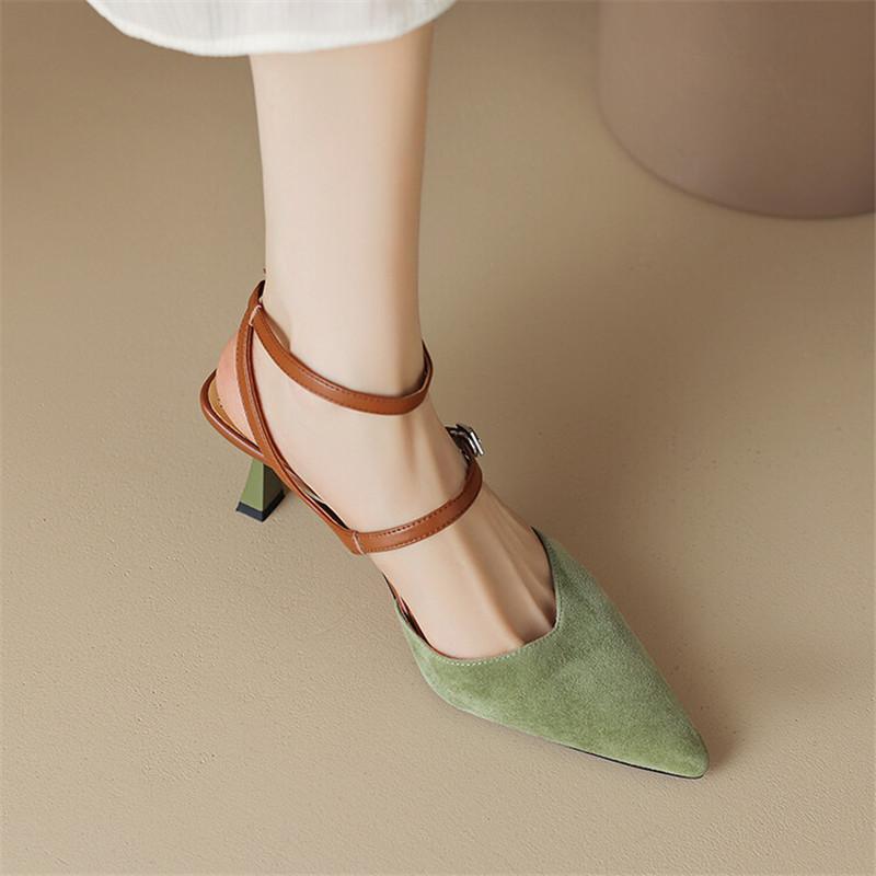 Fashion 2025 New Sheep Suede Summer Sandals Pointed Toe Sandals Shoes for Women Handmade Women Sandals Zapatos De Mujer Gladiator Shoes