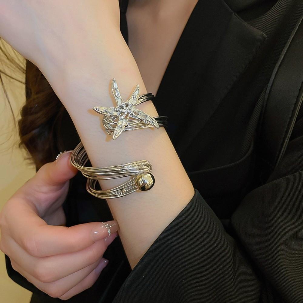 Irregular Starfish Cuff Bracelets Jewelry Crystal Starfish Bangles Star Armband Arm Chain  Women