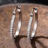 Popular Big Earring with Rhinestone 28mm Crystal Circle Hoop Earrings Simple Big Circle Silver Color Hoop Earrings for Women