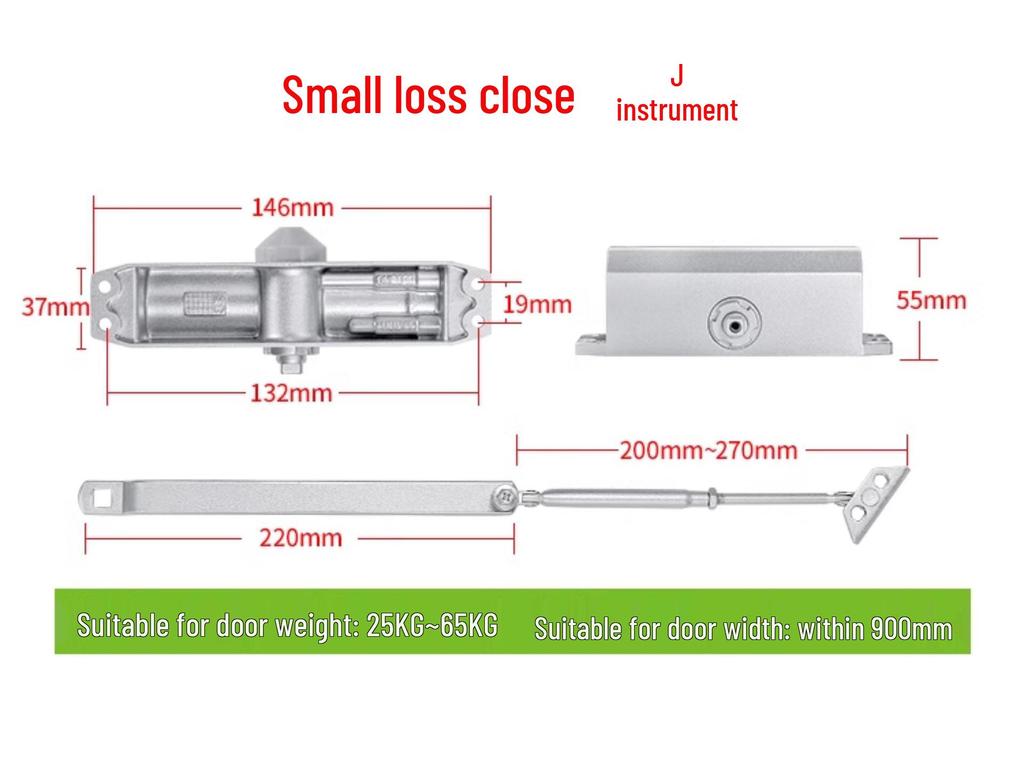 Hydraulic Automatic Sliding and Fire Door Closer - No Drill Installation