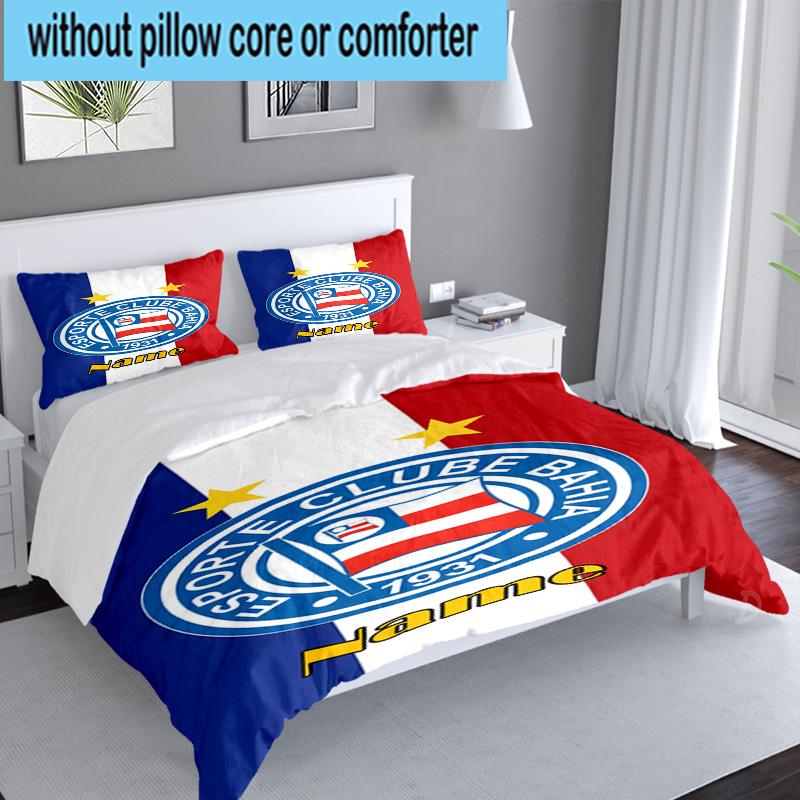 3PCS Custom Name Bahia FC Crest Design Bedding Set, Including 1pc Duvet Cover And 2pcs Pillowcases, Suitable for dorms and bedrooms Gift