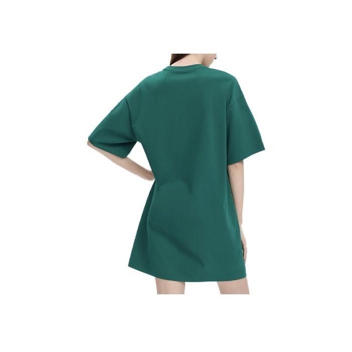 FILA American Series Logo Print Loose Simple Casual Comfortable Round Neck Short Sleeve Dress Women dresses Chrysanthemum-Green F11W329315FTQ