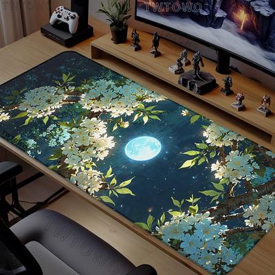 Anime Moon And Flowers Mouse Pad Gaming XL New Computer Mousepad XXL Desk Mats Natural Rubber Desktop Mouse Pad