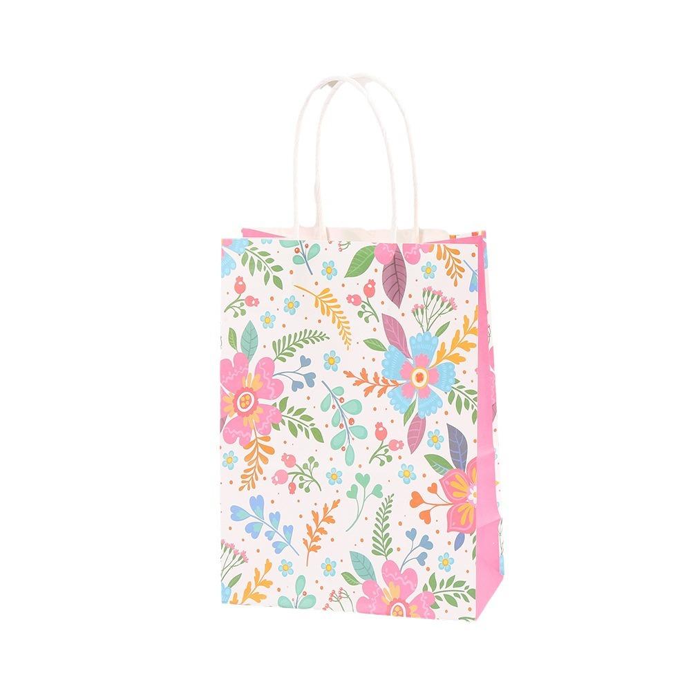 StoBag, Plant Print Kraft Paper Bags, Colorful Flowers Packing Bags Ins, Gifts Candy Snack Souvenirs Decorative Supplies