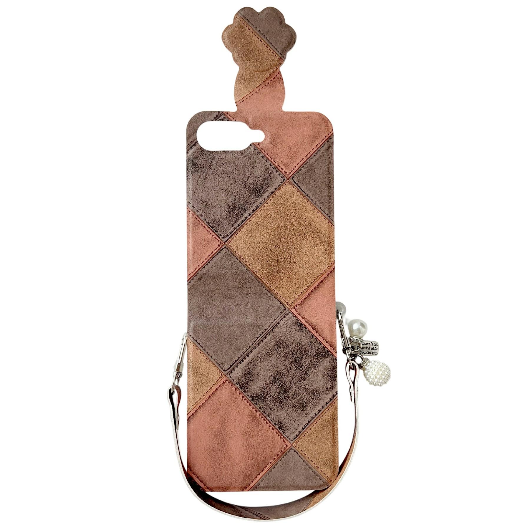 

Чехол для Samsung Galaxy Z Flip7 FE 5G/Z Flip6 5G Ретро Ромбовидный Застежка Кошачья Лапка PU+PC Чехол для Телефона со Шнурком Dark Brown