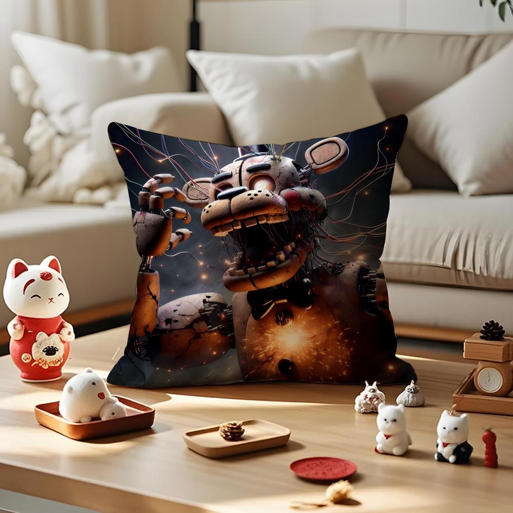 Movie Five N-Nights At F-Freddys2 Cushion Cover Anti-dustmite Pillowcase Invisible Zipper Silky Short Plush Sofa Cushion Cover
