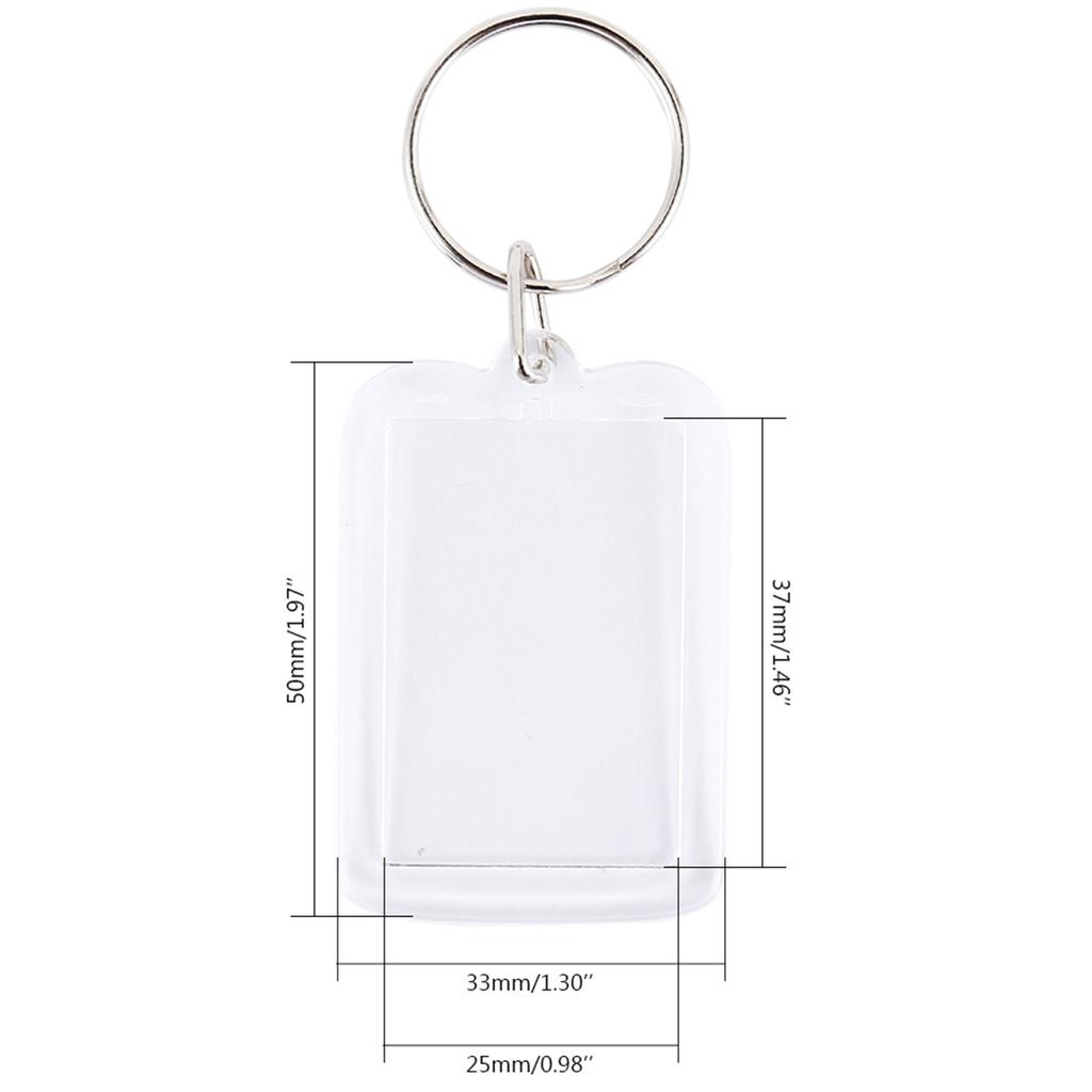 100/200Pcs Transparent Photo Frame Keychain Tassels Snap-In Custom Insert Photo Acrylic Blank Keyring ClearBlank Picture Pendant