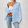 Women's Casual Fashion Shirt With Shoulder Down Long Sleeved Shirt