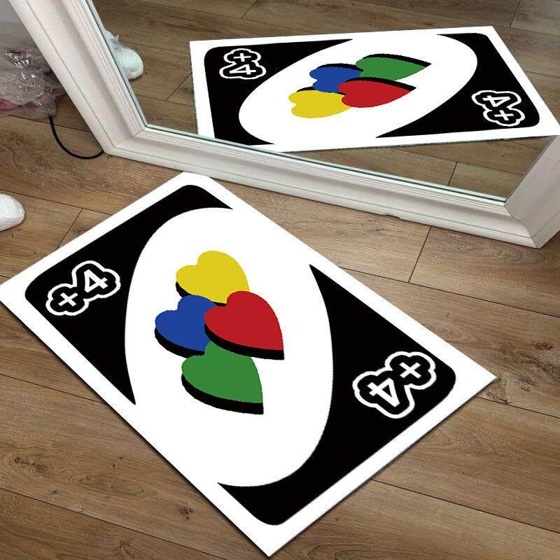 VIKAMA Game Card Theme Floor Mat, Soft and Non-Slip, Bedroom Bedside Rug, E-Sports Room Living Room Floor Mat, Home Decoration